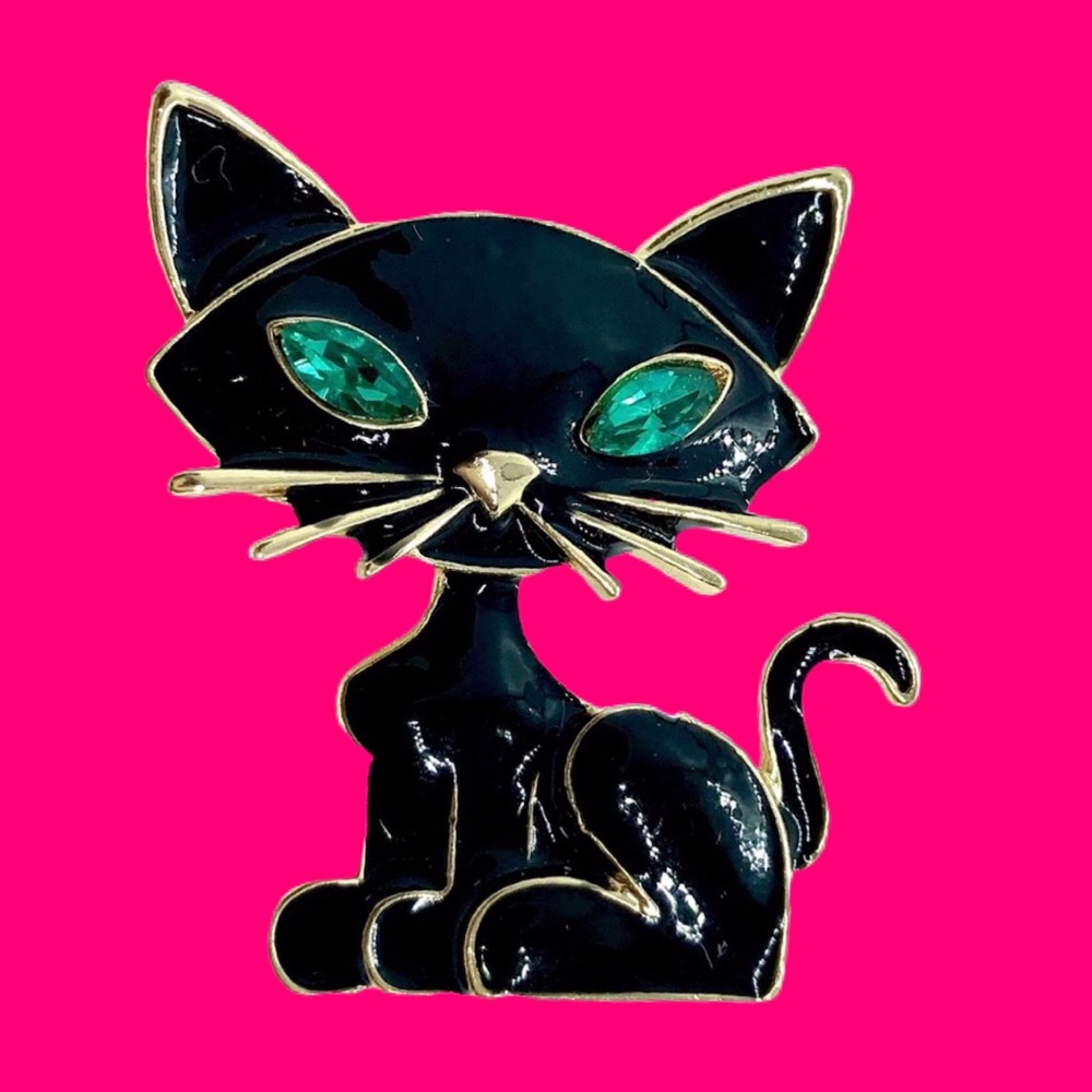 Super Cute Black Kitty Cat Pin - Feline Jewelry